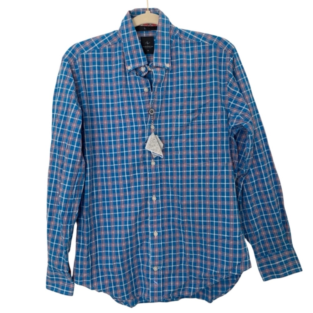 Tailorbyrd Men’s Blue Plaid Long Sleeve Button Front Men’s Cotton Light Shirt